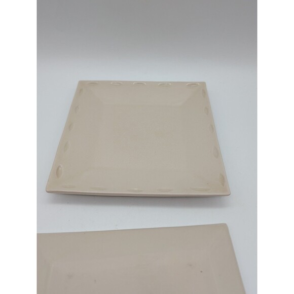 Simon Pearce Pottery Square Salad  Plates Crackle Glaze Ivory Set Of 2 Lunch - Picture 6 of 6